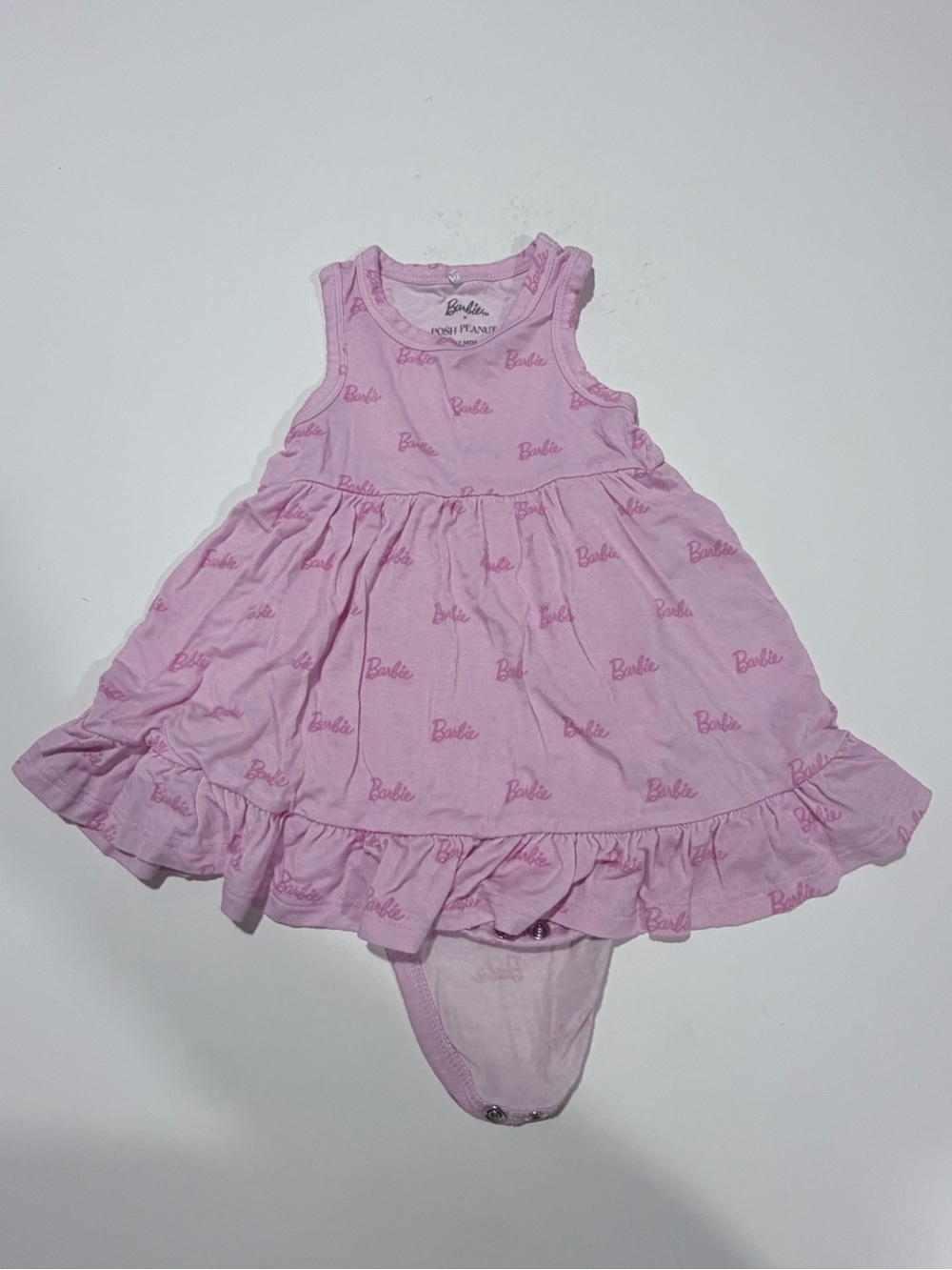 Posh peanut Barbie Pink Sleeveless Ruffle Baby Dress Bodysuit
